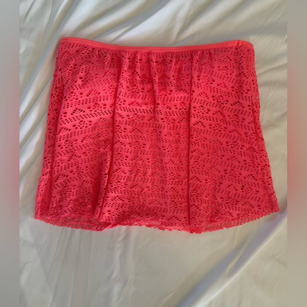 294 Juicy Couture Y2K Neon Coral Lace Bikini Swim Top Large Beach Vacation